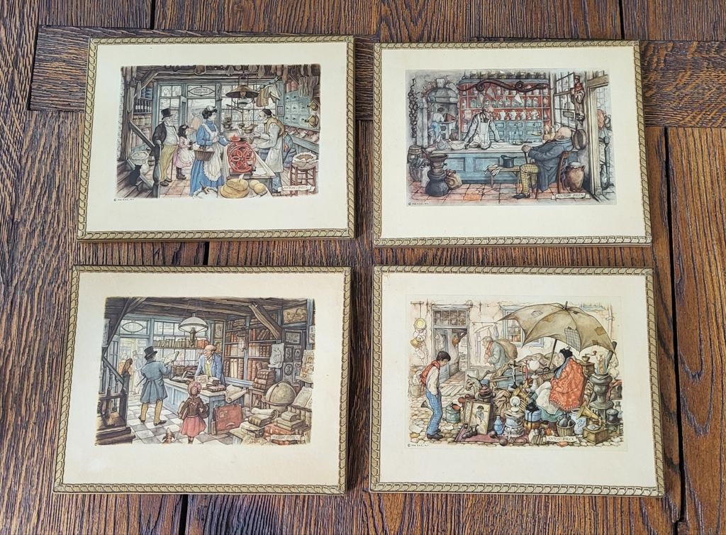 4 reproducties Anton Pieck 23 x 18 cm, 15,- euro per stuk., Antiek en Kunst, Ophalen of Verzenden