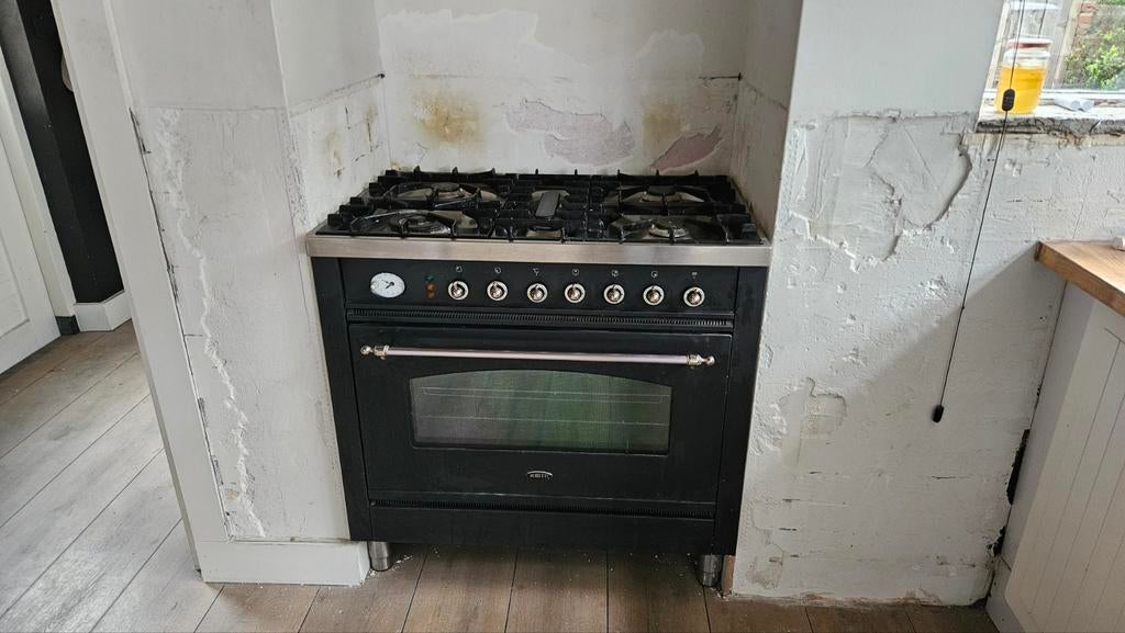 Boretti gasfornuis met oven 90 cm, Ophalen, Gebruikt, 60 cm of meer, Gas