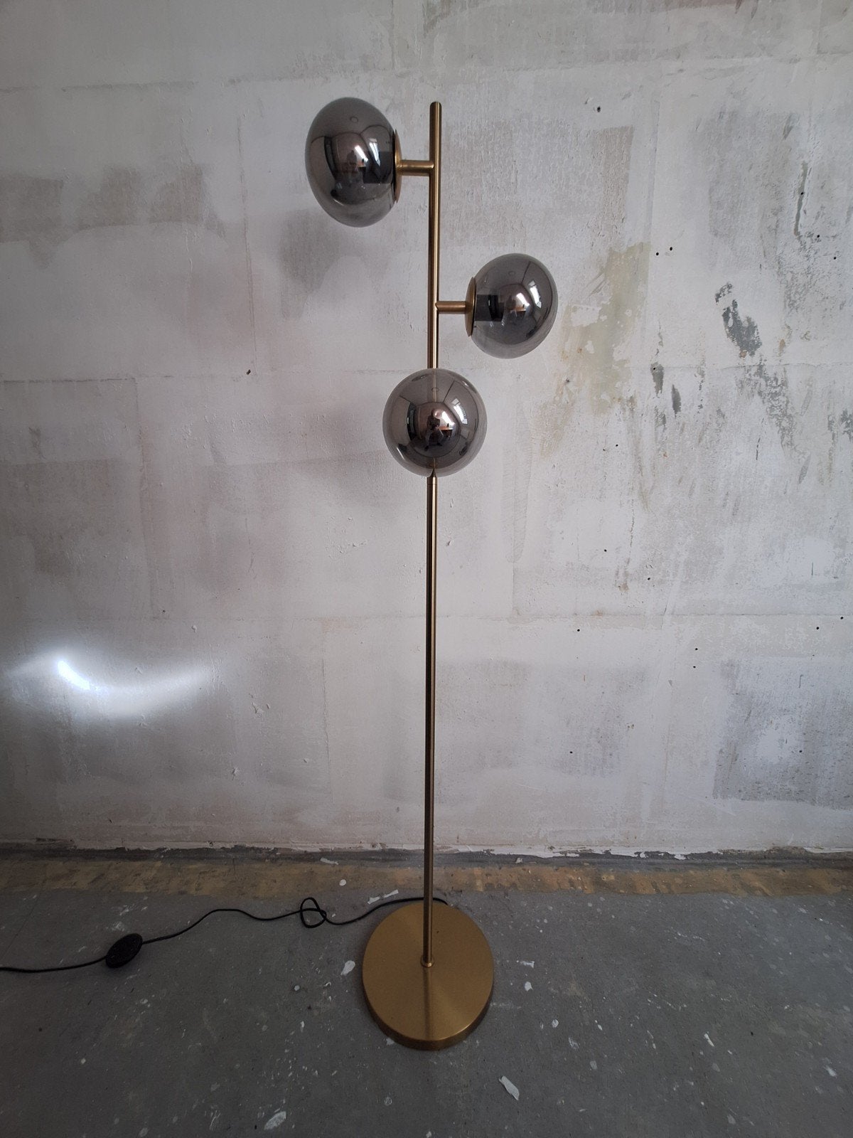 Messing/Gouden Bollamp Vloerlamp - 160cm Hoog, Ophalen, Gebruikt, Glas, 150 tot 200 cm