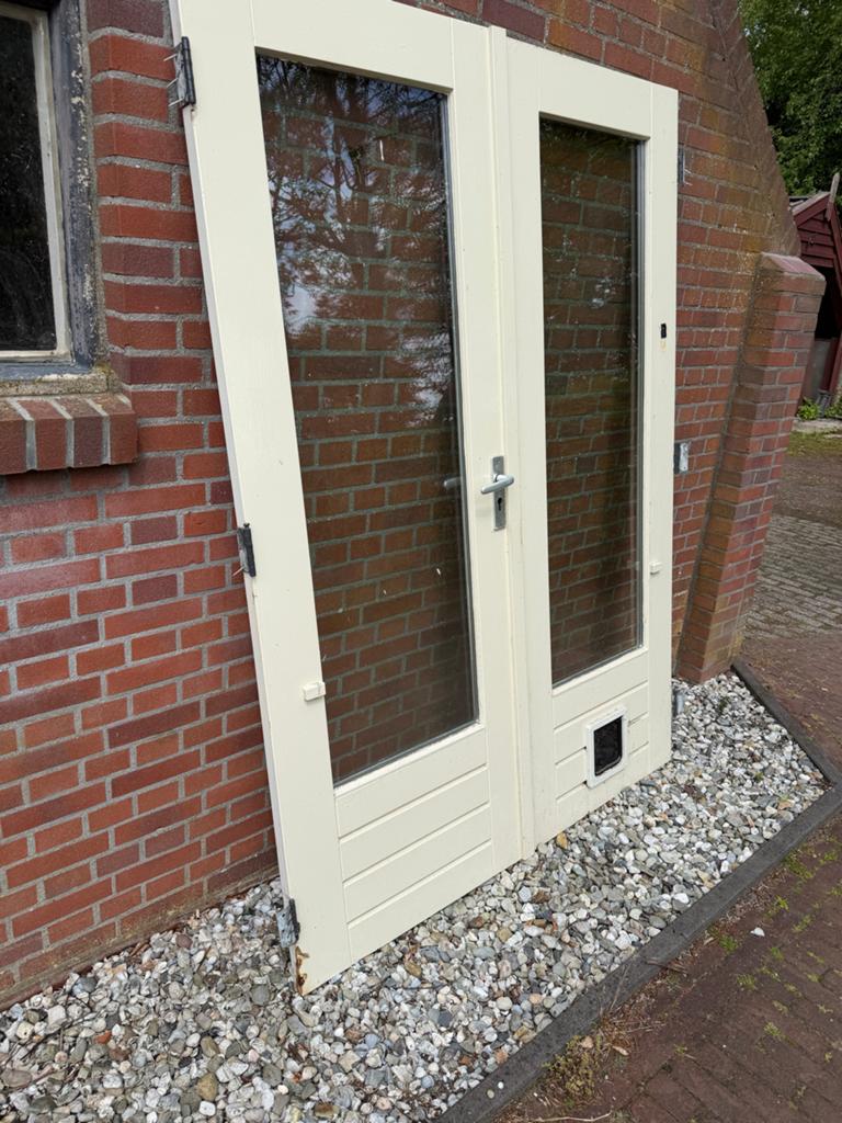 Mooie openslaande deuren met glas, 75 tot 150 cm, Deurkozijn, Ophalen of Verzenden, Zo goed als nieuw