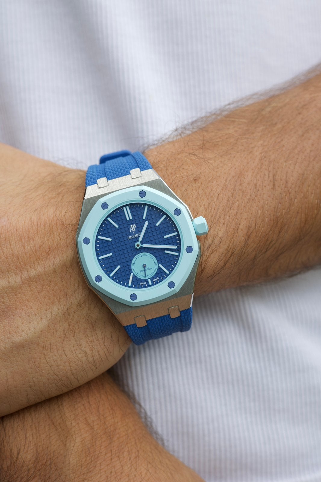 Stalen AP x Swatch Royal Pop Horlogebandje - Blauw, --, Nieuw, Ophalen of Verzenden, --