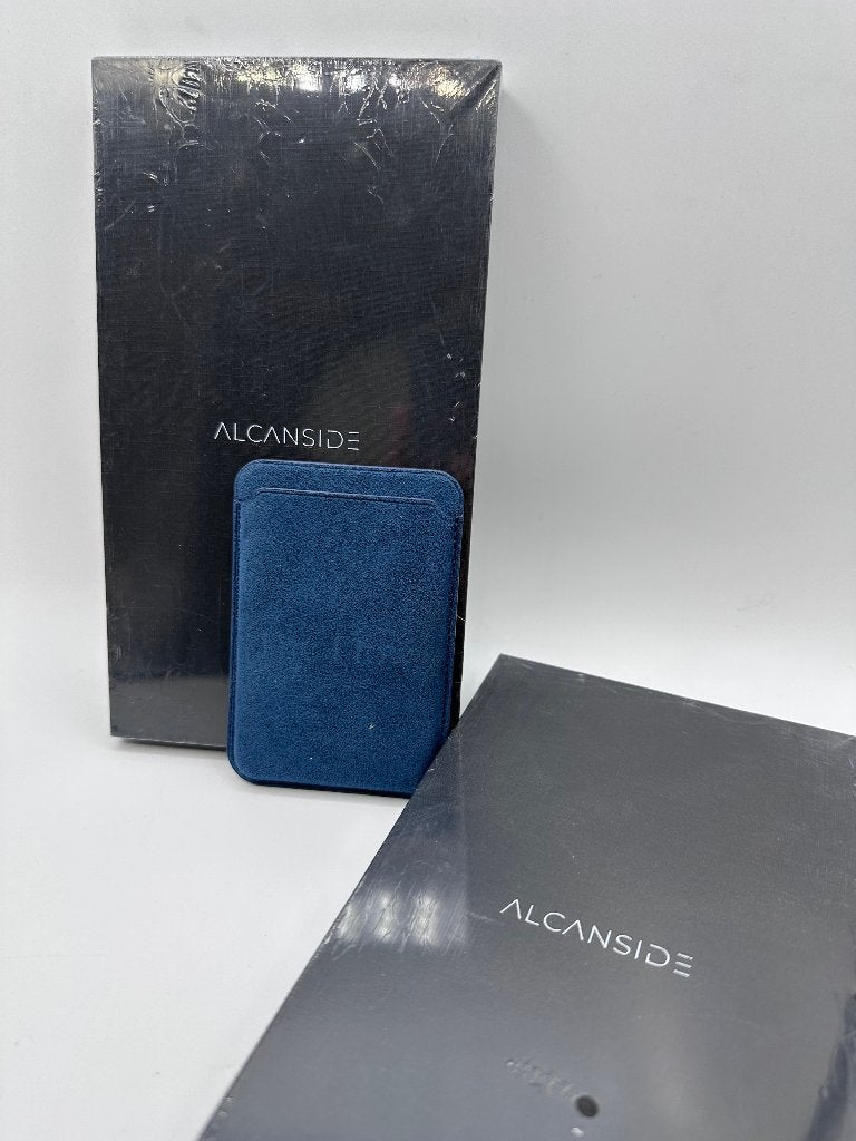 Alcantara Magsafe Wallet - sea blue & black mobiel iphone, Ophalen of Verzenden