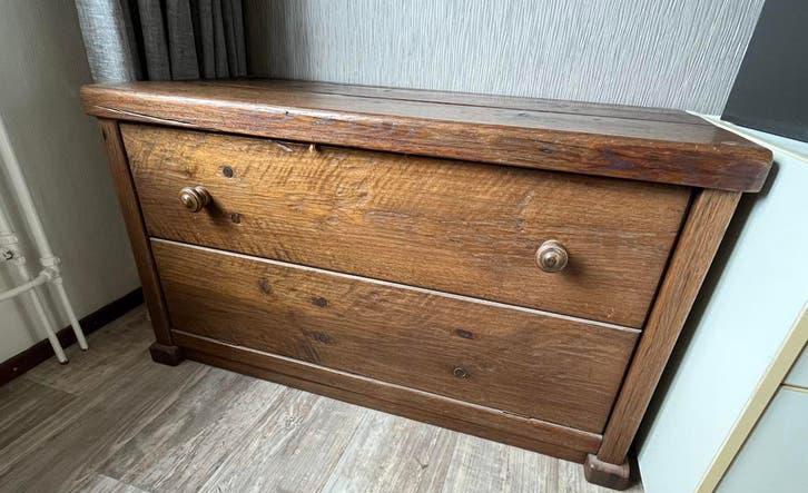 Massief eiken dekenkist met klep, Huis en Inrichting, Woonaccessoires | Kisten, Zo goed als nieuw, 50 tot 75 cm, 100 tot 125 cm
