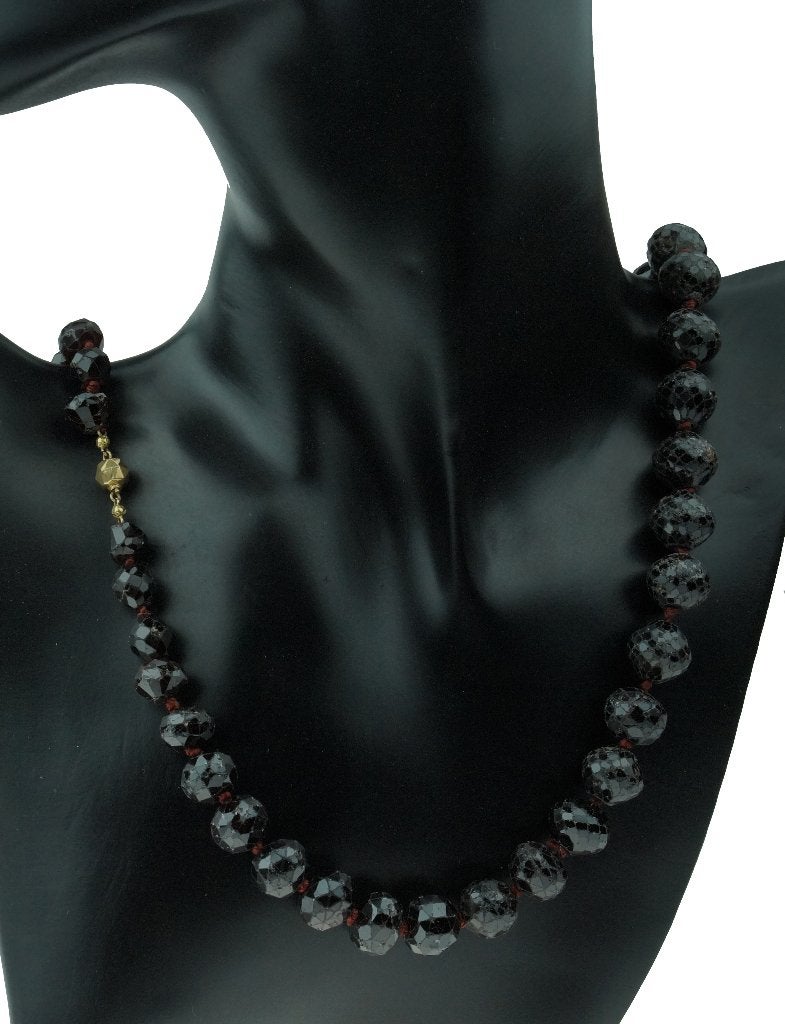 Antieke granaten ketting 14k slot goud fraai dames, Ophalen of Verzenden, Goud, Ketting, Met edelsteen