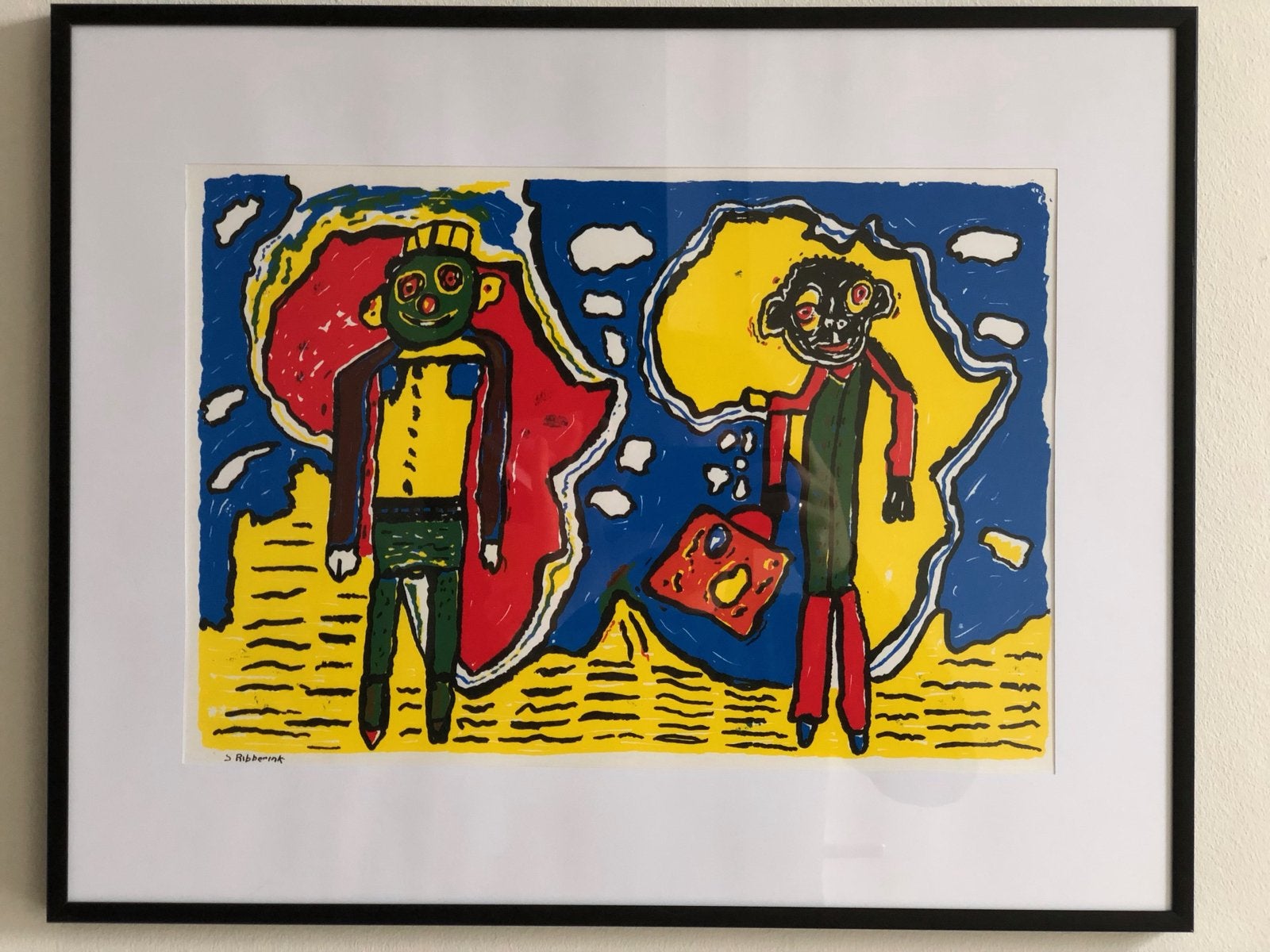 Kleurrijke Lithografie van Hans Kuiper Een Unieke Aanwinst, Antiek en Kunst, Kunst | Litho's en Zeefdrukken, Gesigneerd, Ophalen of Verzenden