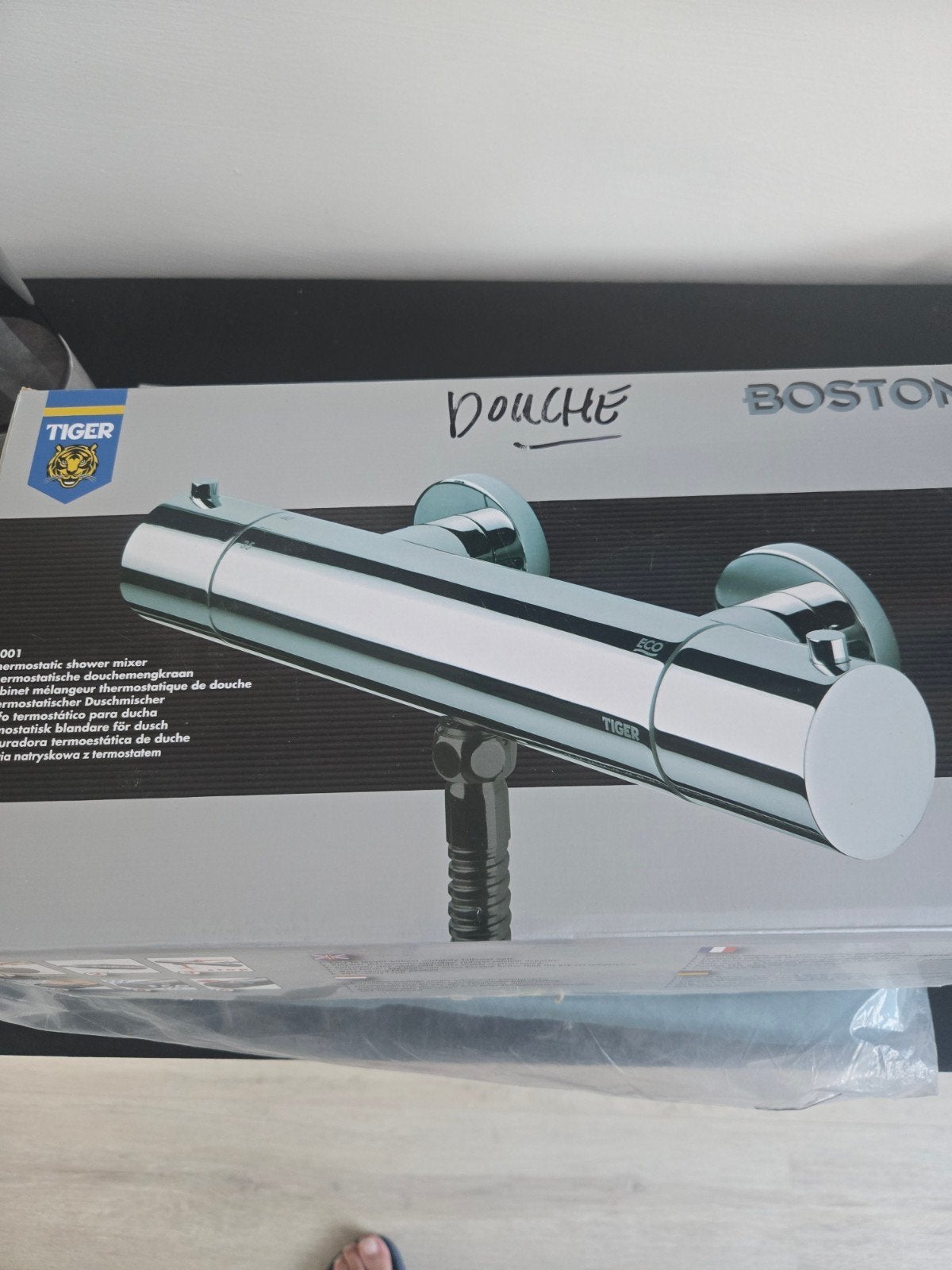 Tiger Boston douchekraan thermostatisch rvs 12 cm, Ophalen of Verzenden, Nieuw, Rvs, Douche