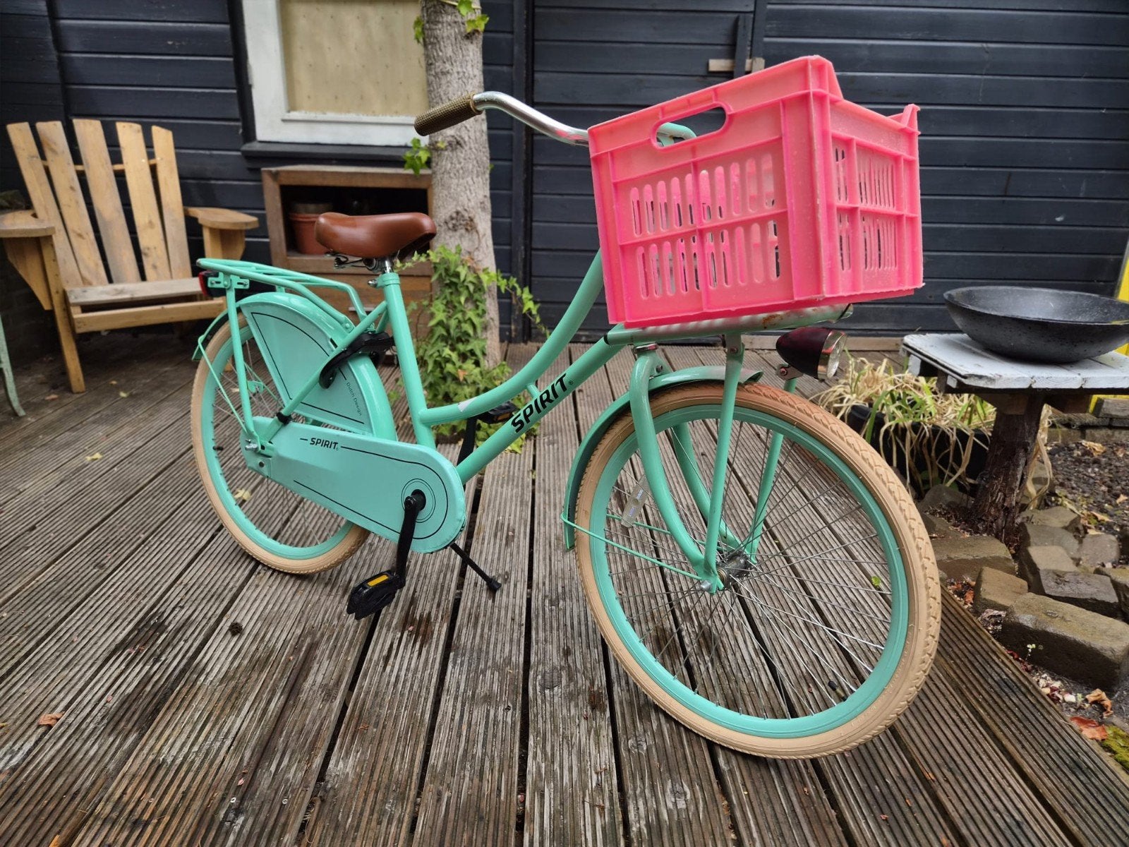 Spirit 24 inch kinderfiets met voordrager en mand, Ophalen