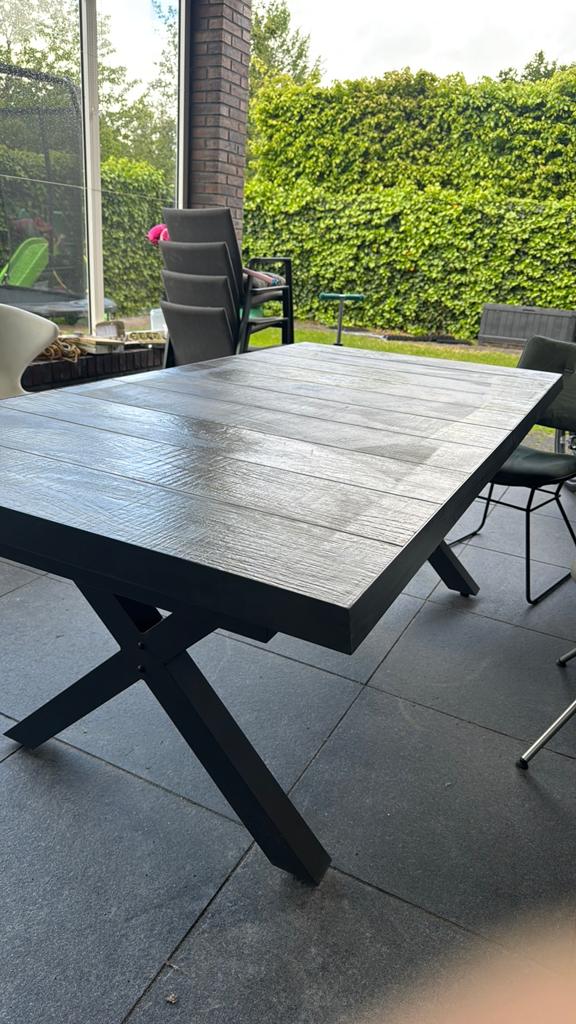 Tuintafel uitschuifbaar kruispoot, Tuin en Terras, Tuintafels, Ophalen, Zo goed als nieuw, Rechthoekig