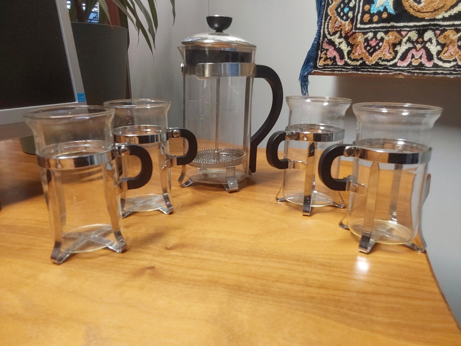 SET V 4 BODUM KOFFIE THEE GLAZEN STIJLVOL DESIGN & KOFFIEKAN, Ophalen of Verzenden, Glas, Overige stijlen, Glas of Glazen