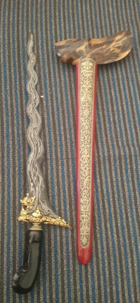 Antieke Keris Naga Siluman 13 Luk Kinatah Goud Ngulsem SVH74, Verzenden, Overige materialen, Indonesië, Meerkleurig