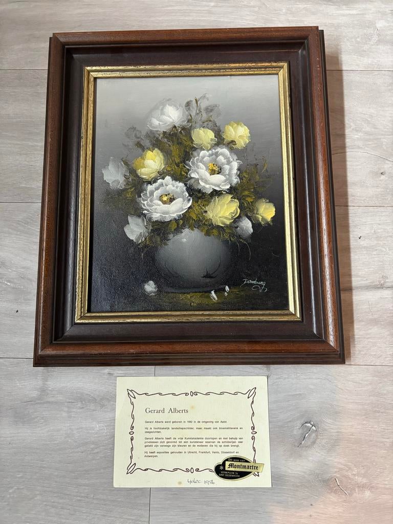 Schilderij Gerard Alberts - Bloemenstilleven ingelijst, Ophalen