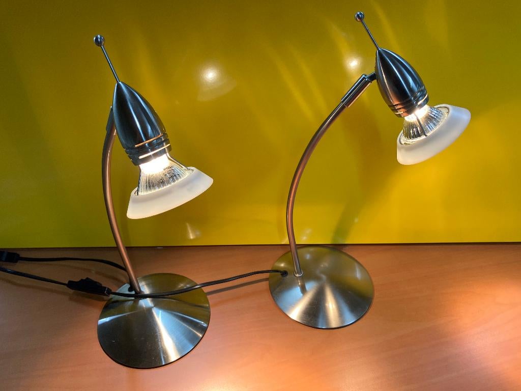 set van 2 mooie bureaulampen / tafellampen, Huis en Inrichting, Lampen | Tafellampen, Gebruikt, Ophalen of Verzenden, Glas, Minder dan 50 cm