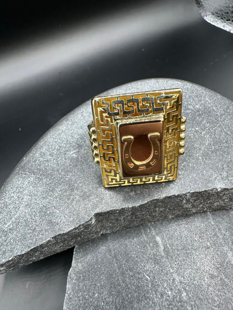14k Gouden Hoefijzer Ring - Uniek Design, Gebruikt, Ophalen of Verzenden, 17 tot 18, Dame of Heer