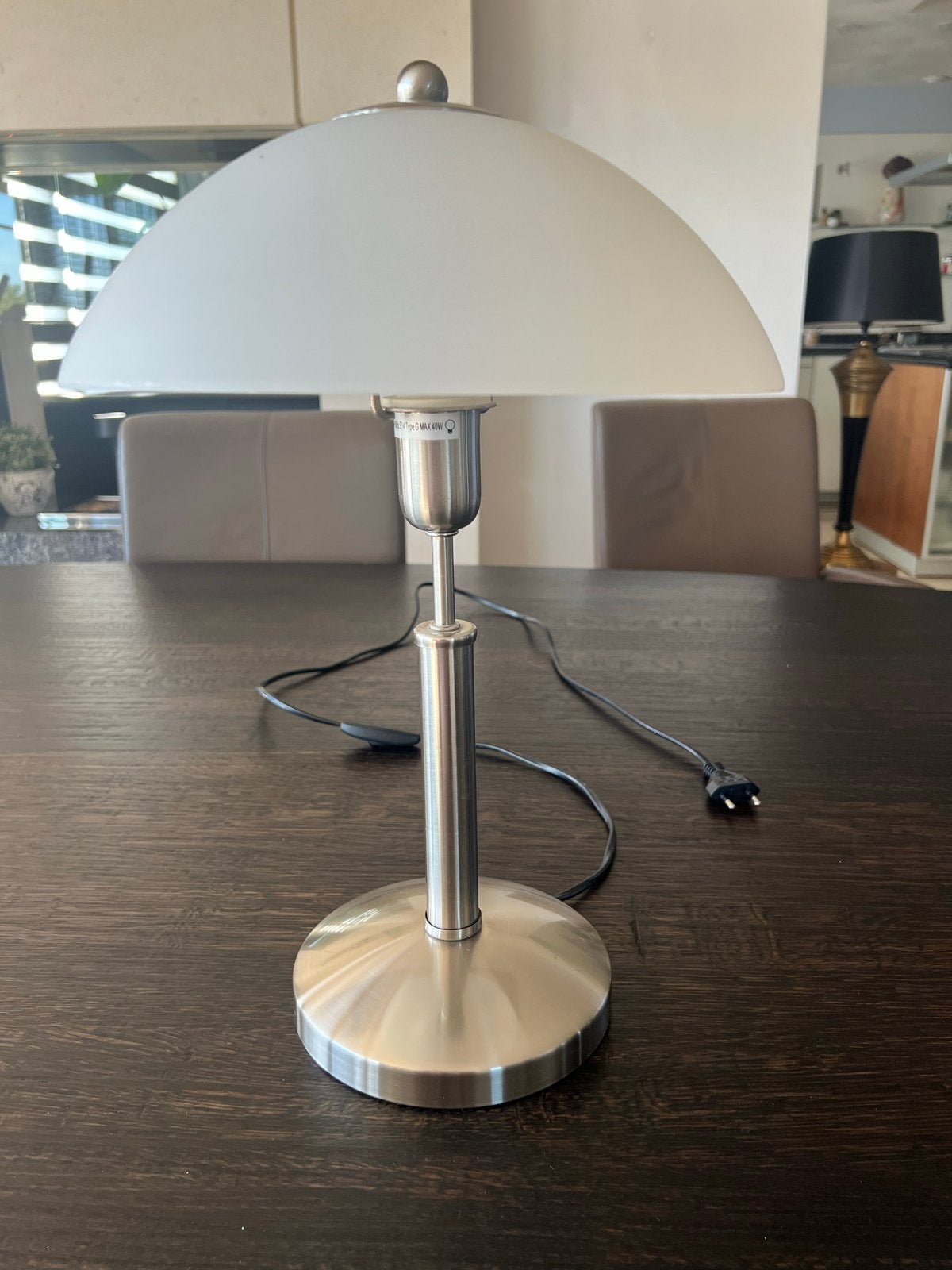 2 Glazen Design Tafellampen AFM - H40cm, Ø28cm, Ophalen, Gebruikt, E14 (klein), Glas