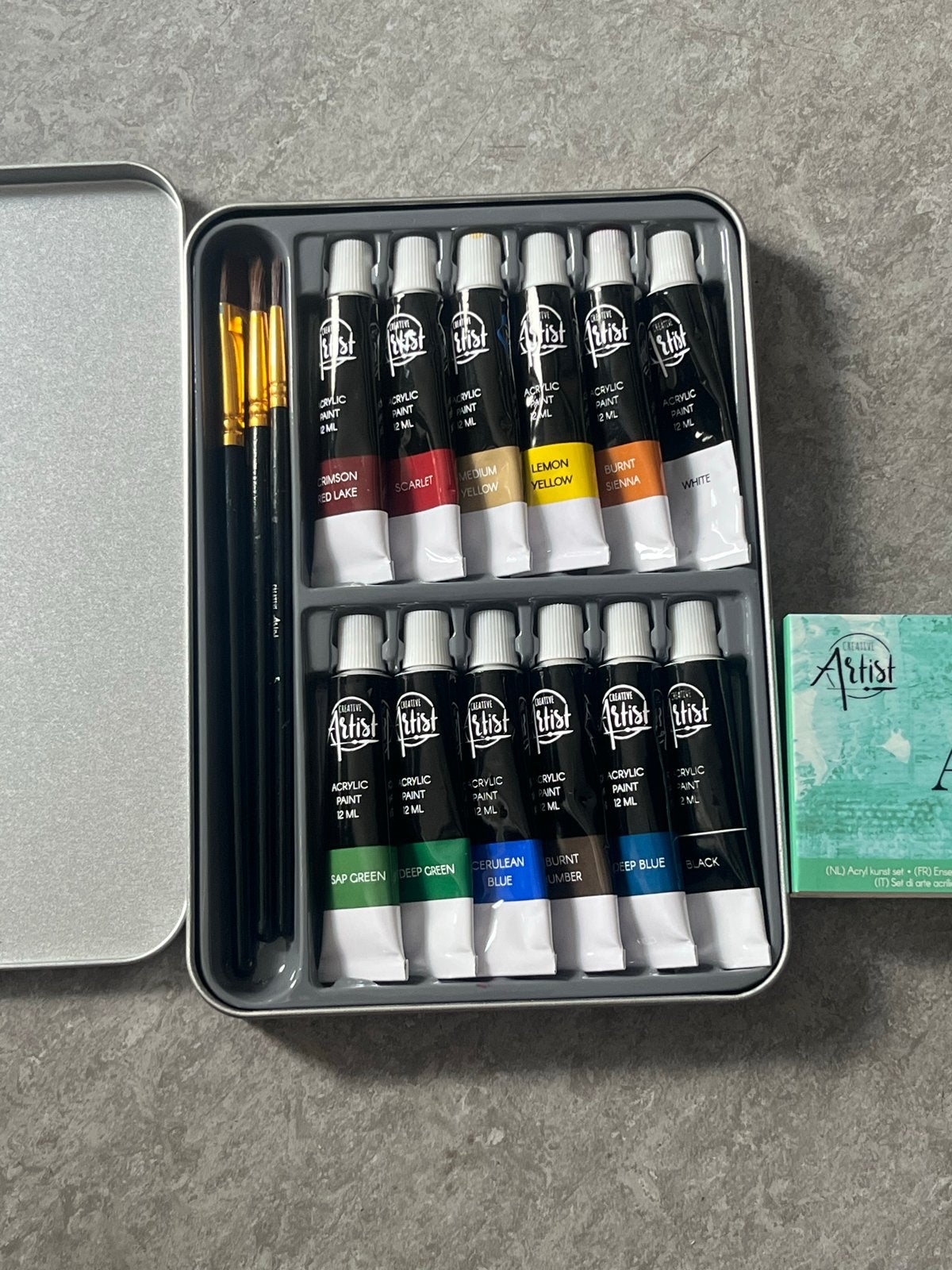 Creative Artist Acrylverf Set 12 Kleuren met 3 Penselen, Ophalen, Nieuw, Acrylverf