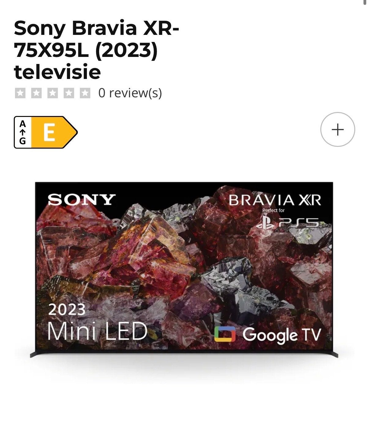Sony Bravia XR-75X95L (2023) Mini LED Smart TV, LED, Nieuw, Ophalen of Verzenden, 4k (UHD)