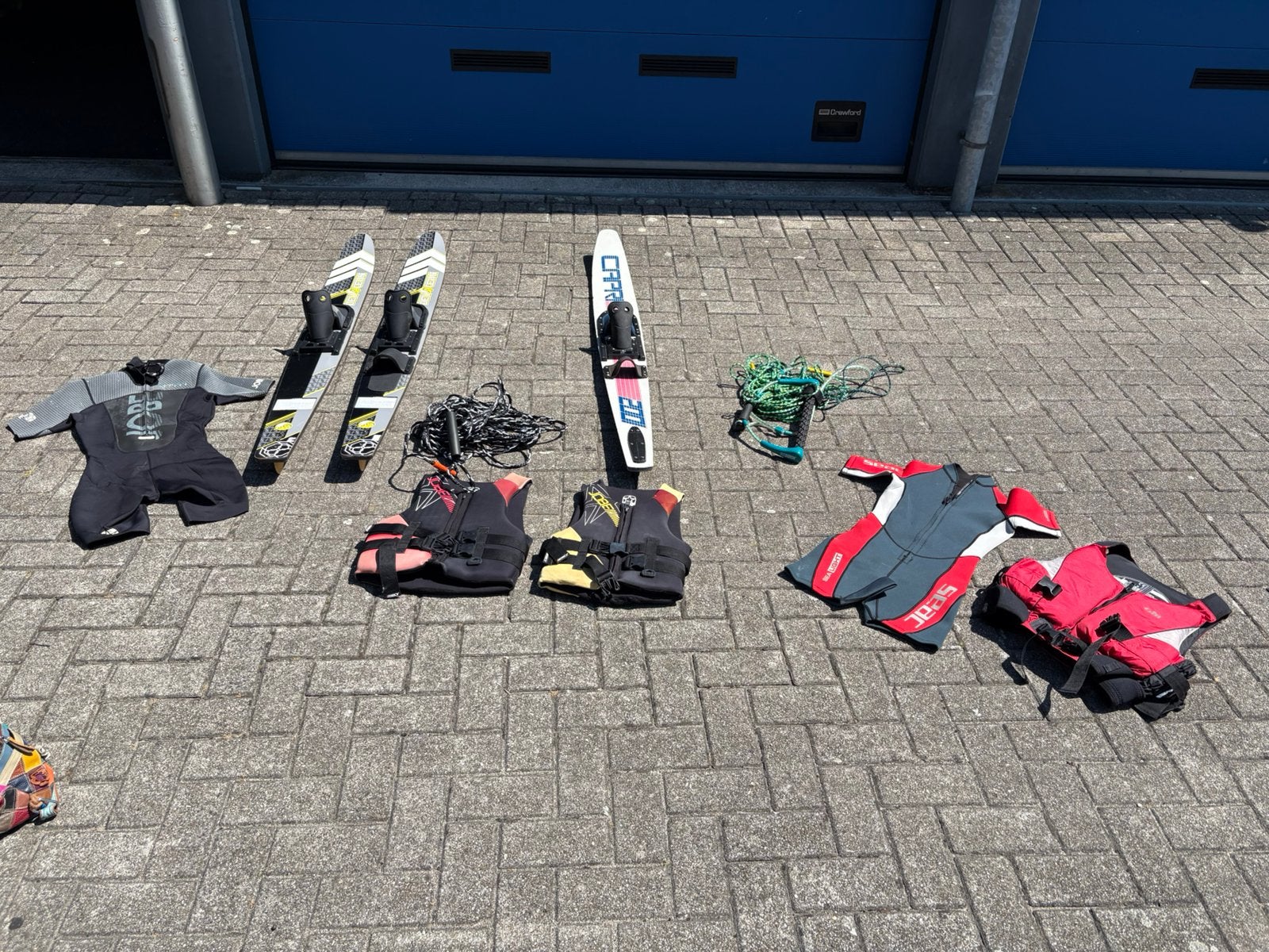 Waterski set 3 x ski touwen pakken en vesten, Ophalen, Gebruikt, Met zwemvest(en), 160 cm of meer