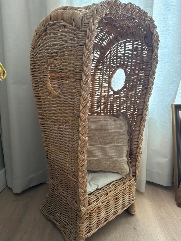 Rotan kinder strandstoel met kussen, Ophalen, Gebruikt, Overige kleuren, Riet of Rotan