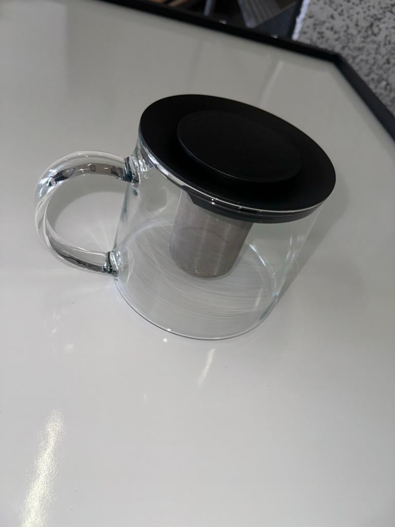 Glazen Theepot met RVS Zeef - Modern Design, Huis en Inrichting, Keuken | Keukenbenodigdheden, Theepot/fluitketel, Glas, Nieuw