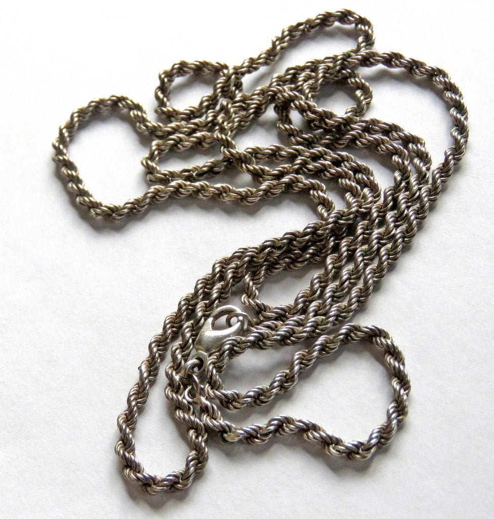 Zilveren 81cm.Touwschakel/Rope Chain ketting - gemerkt 835, Ophalen of Verzenden, Zilver, Ketting