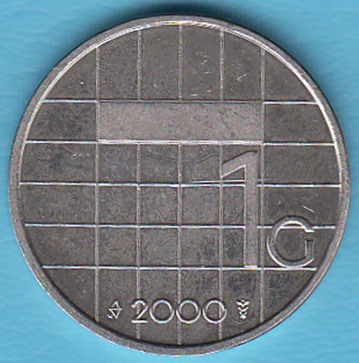 Nederland 1 gulden 2000 Beatrix UNC in munthouder, Postzegels en Munten, Munten | Nederland, Ophalen of Verzenden, Koningin Beatrix