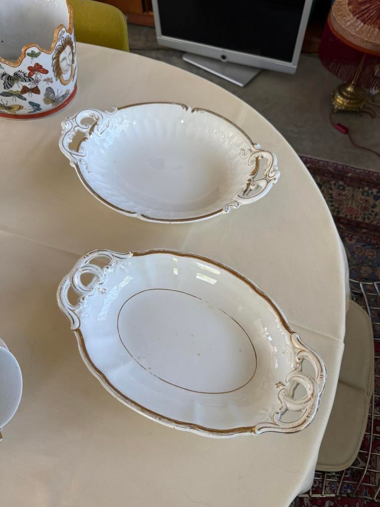 Antieke wit-gouden schalen van petrus regout, Ophalen of Verzenden