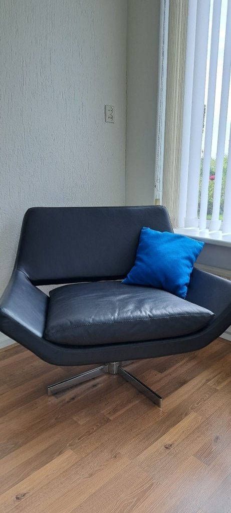 draai stoel, Ophalen, Minder dan 75 cm, Leer, Zo goed als nieuw