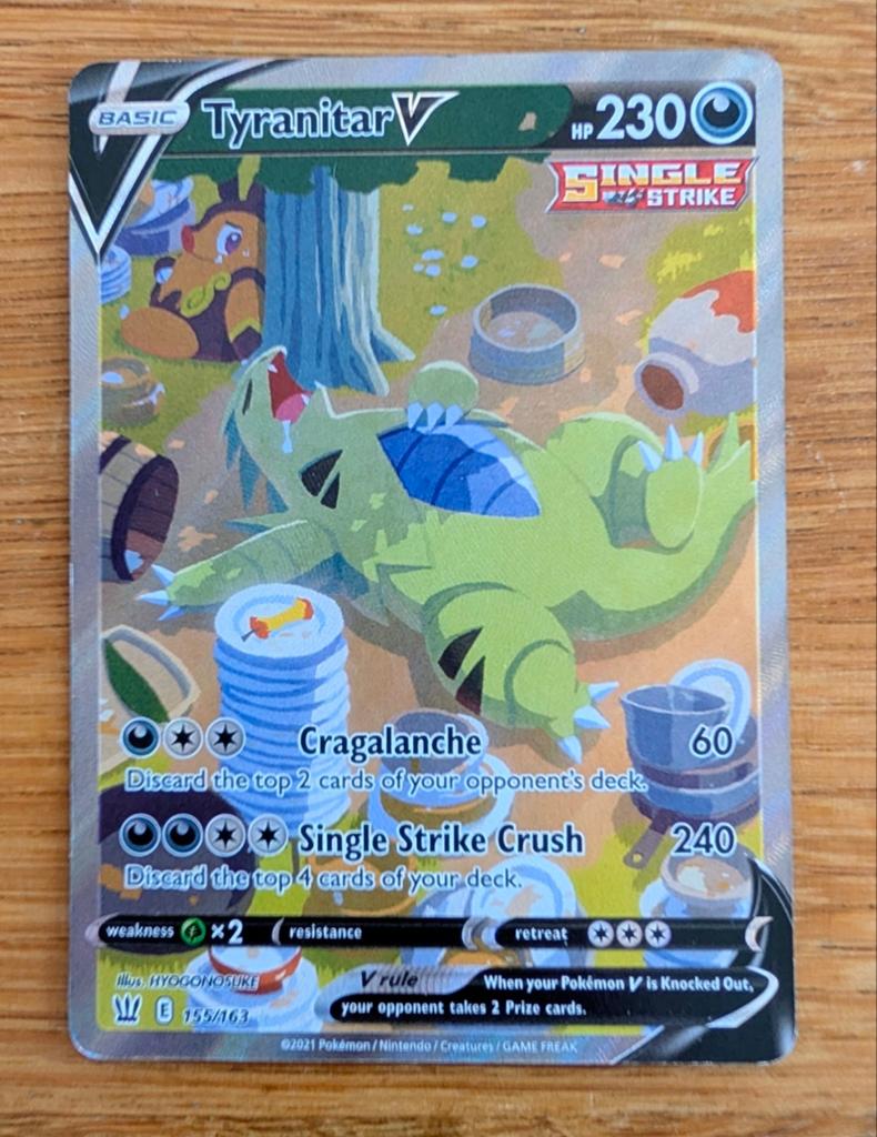Tyranitar V 155/163 Full Art Pokémon Kaart, Ophalen of Verzenden, Zo goed als nieuw, Losse kaart, Foil