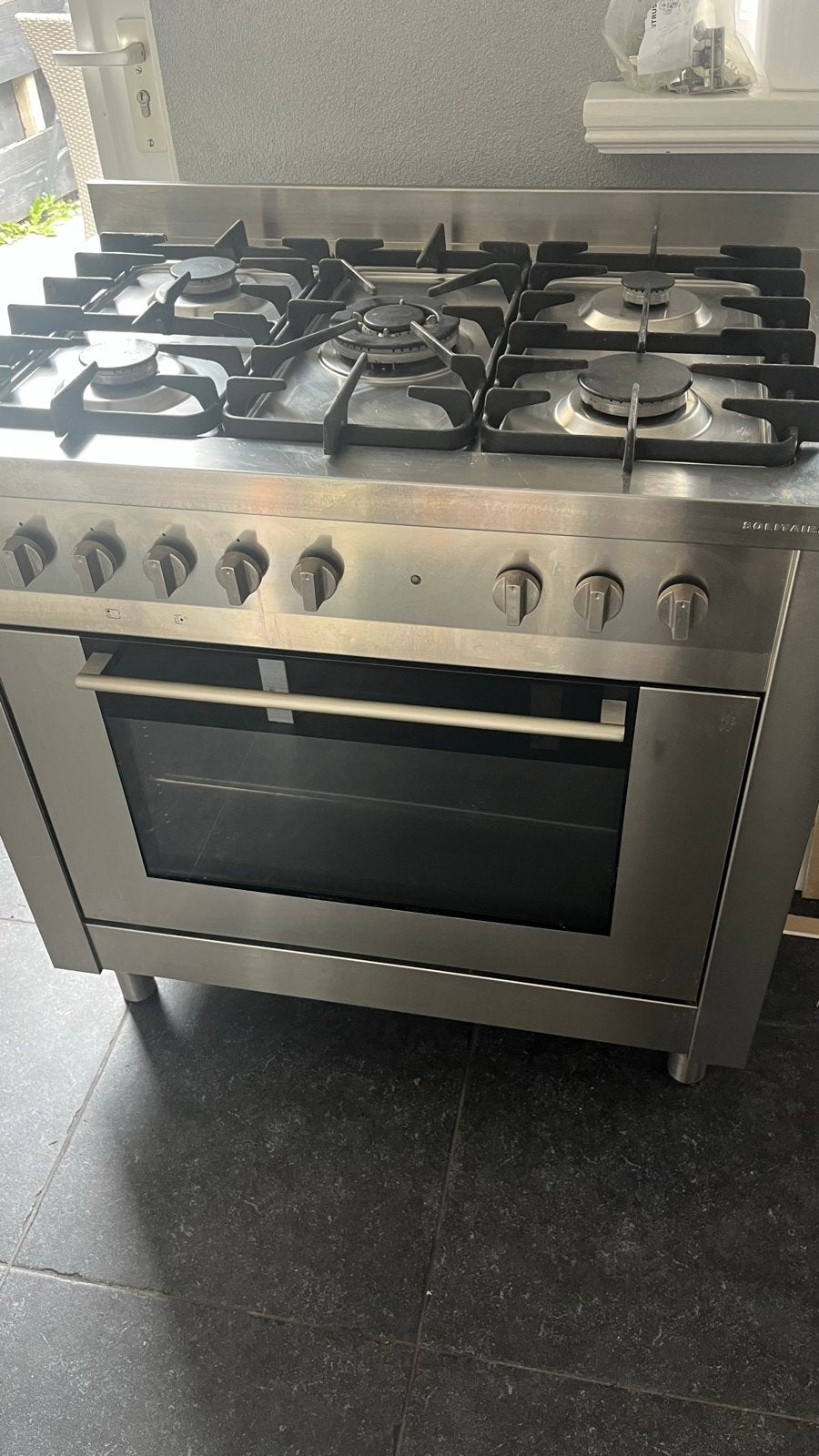 Solitaire gasfornuis met 5 pitten en oven, Ophalen, Gebruikt, 60 cm of meer, Gas