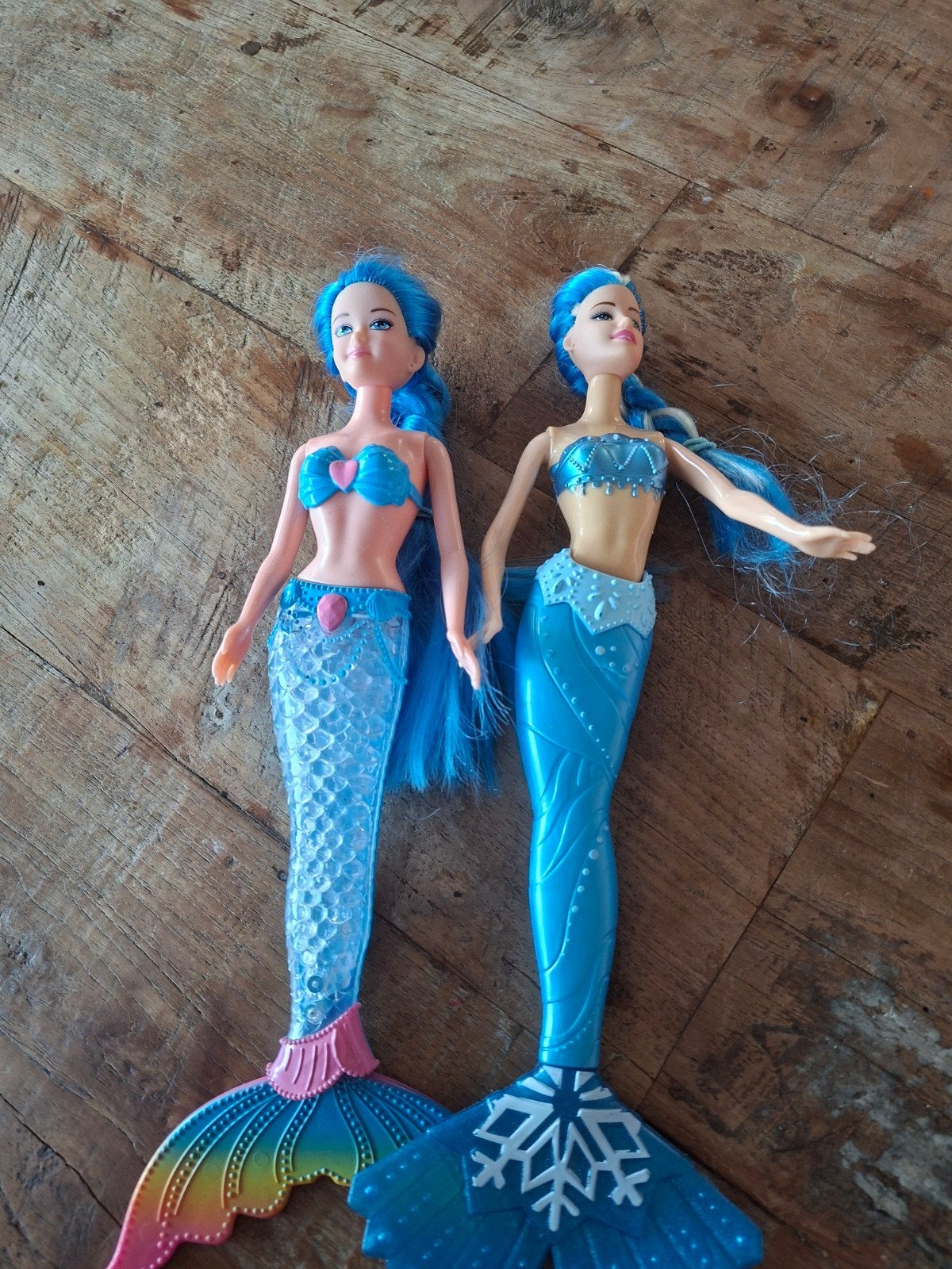 2 Zeemeermin Barbie poppen met blauw haar, Ophalen, Gebruikt, Barbie