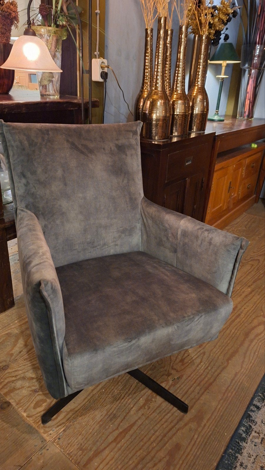groene fauteuil met draaivoet adore hunter, Huis en Inrichting, Ophalen, Gebruikt, 75 tot 100 cm, 75 tot 100 cm