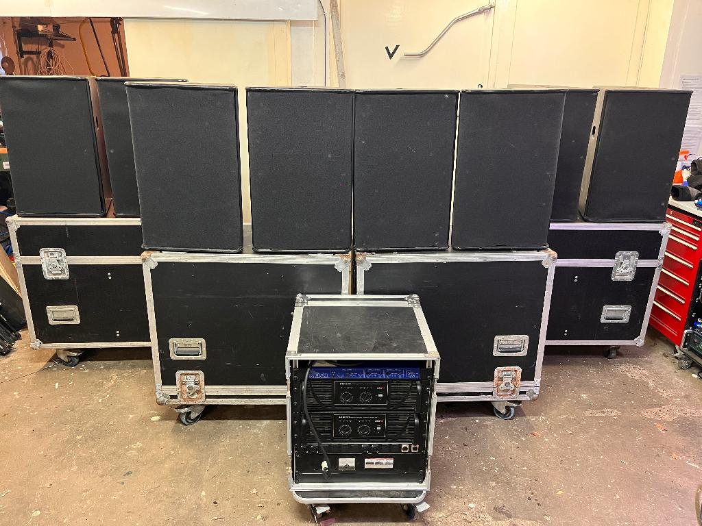 Nexo PS15 speaker set (4x top, 4x sub) + versterker rack, Audio, Tv en Foto, Luidsprekers, Ophalen of Verzenden, Gebruikt, 120 watt of meer