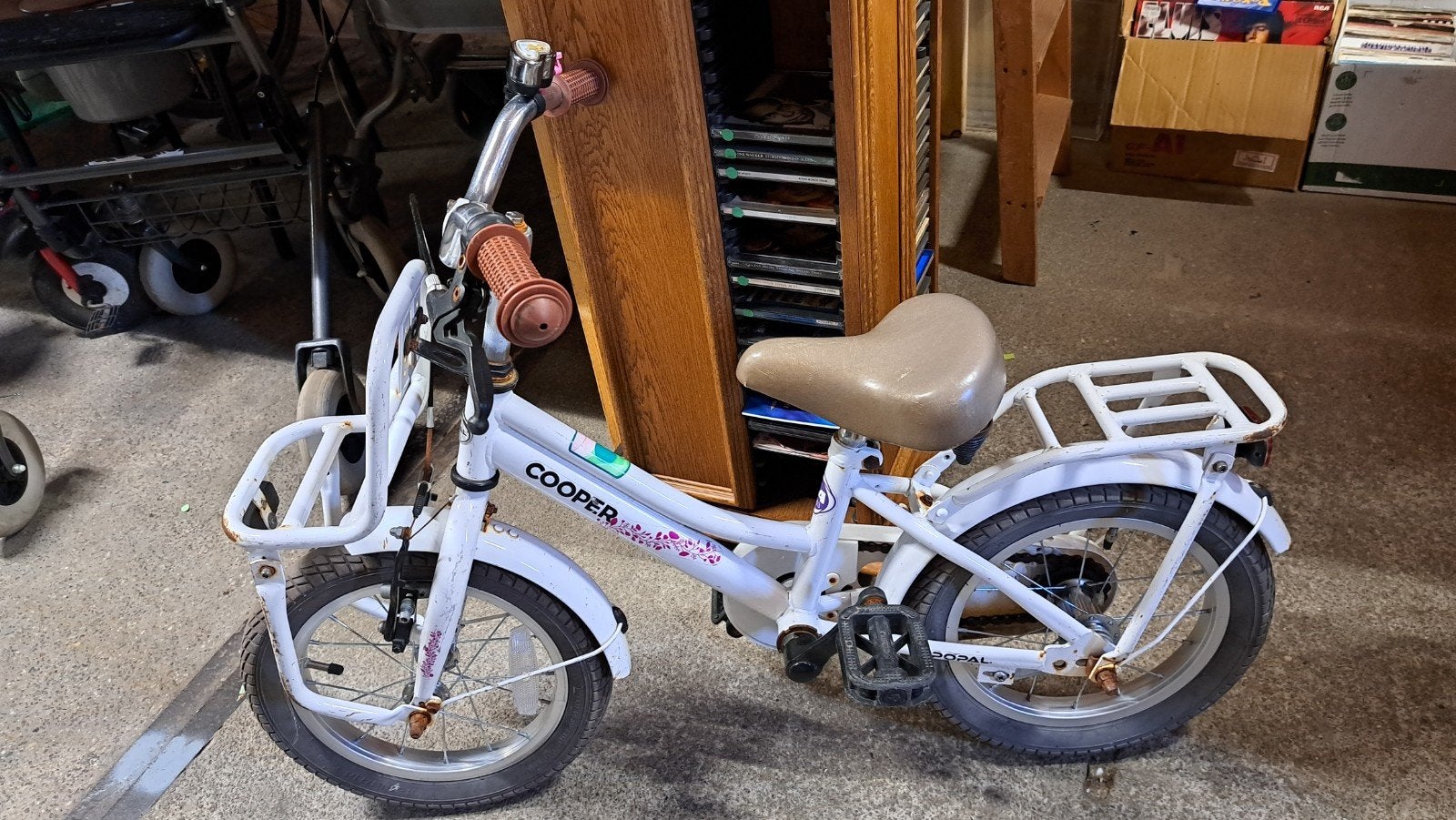 Cooper kinderfiets wit - 14 inch, Ophalen, Gebruikt, Velgrem, Cooper