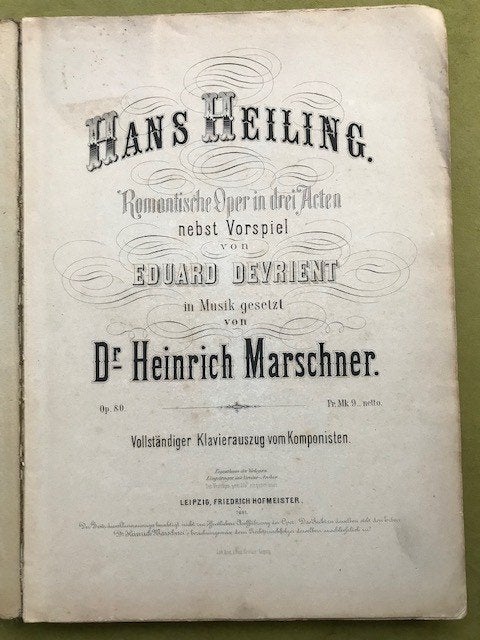 Heinrich Marschner: Romantische opera, libretto Hans Heiling, Zang, Gebruikt, Klassiek, Ophalen of Verzenden