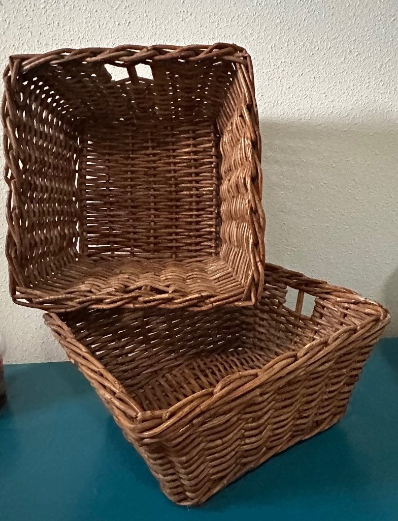 2 robuust gevlochten manden, Ophalen, Gevlochten, Mand, Vierkant