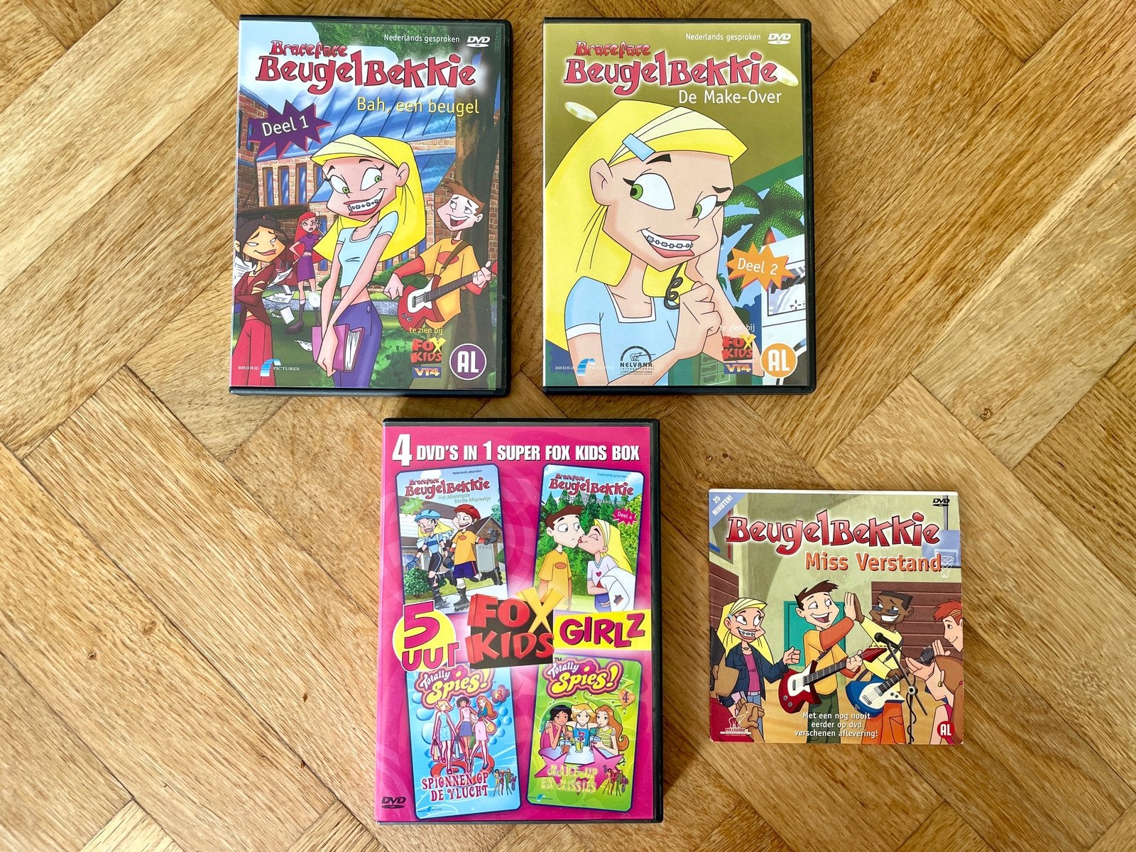 Beugelbekkie deel 1 t/m 4 + Miss Verstand op DVD (krasvrij), Tekenfilm, Zo goed als nieuw, Alle leeftijden, Amerikaans