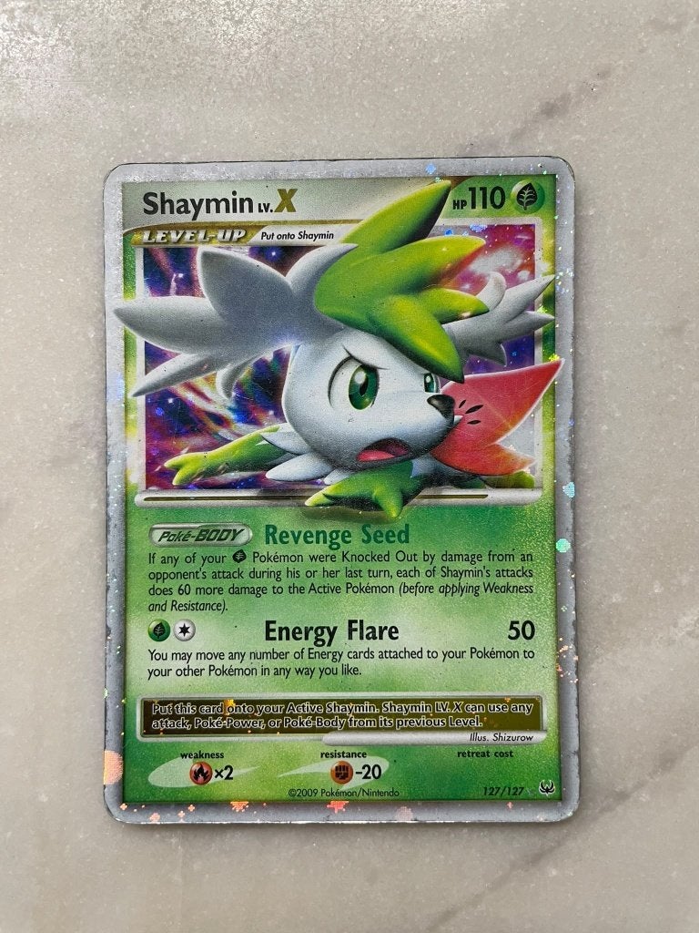 Pokémon Shaymin LV.X Ultra Rare 127 – Platinum, Ophalen of Verzenden, Gebruikt, Losse kaart, Foil