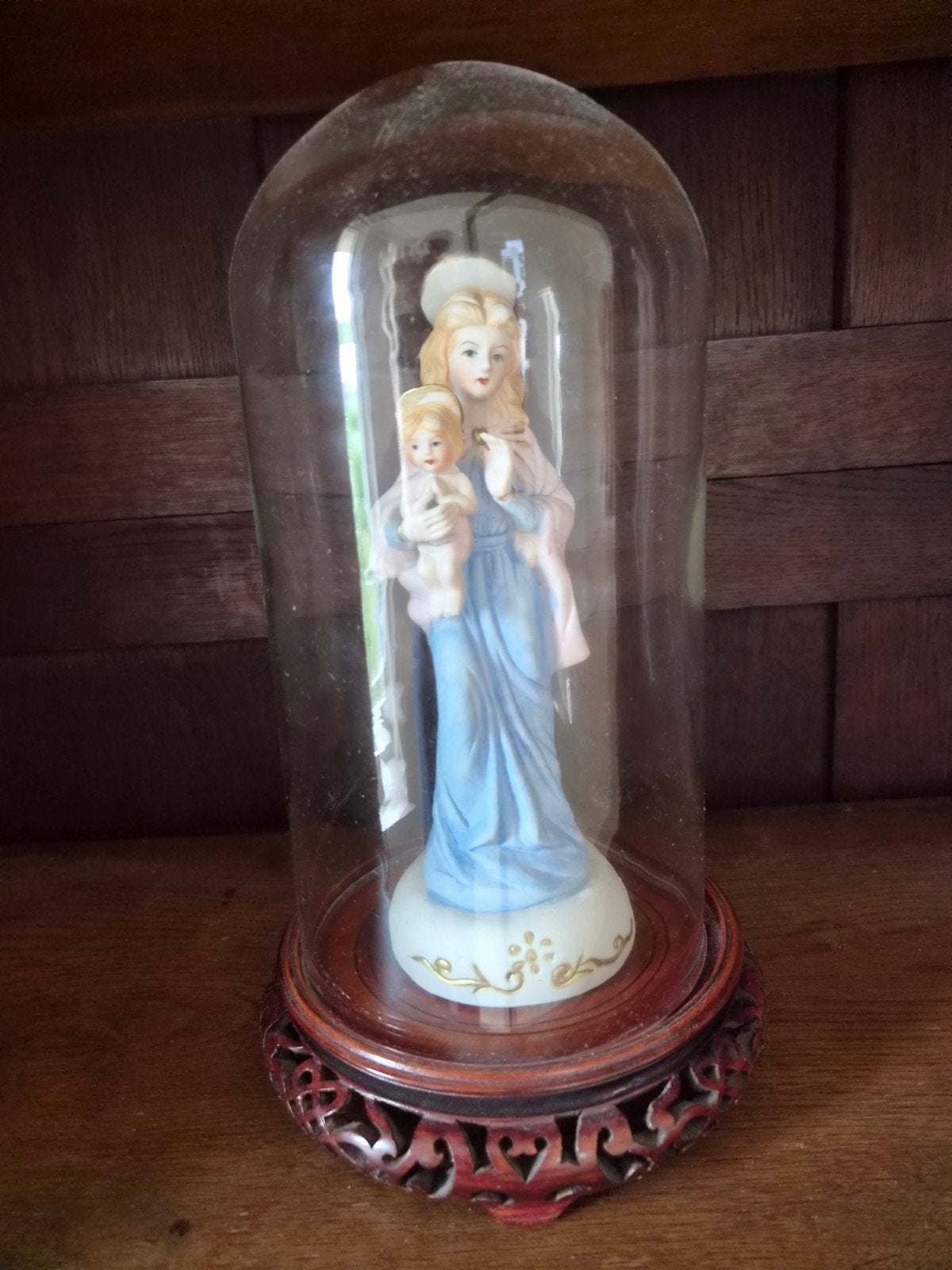 Mariabeeld met kindje Jezus in glazen stolp, Ophalen of Verzenden
