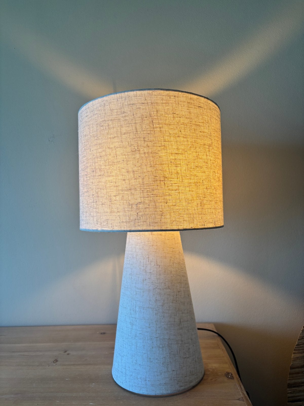 Beige linnen tafellamp, Beige, Gebruikt, Textiel, Ophalen of Verzenden