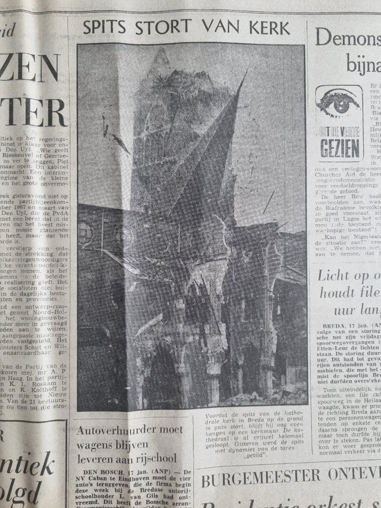 BRABANT Sloop kathedraal Breda (1970), Ophalen of Verzenden, 1960 tot 1980, Knipsel(s)