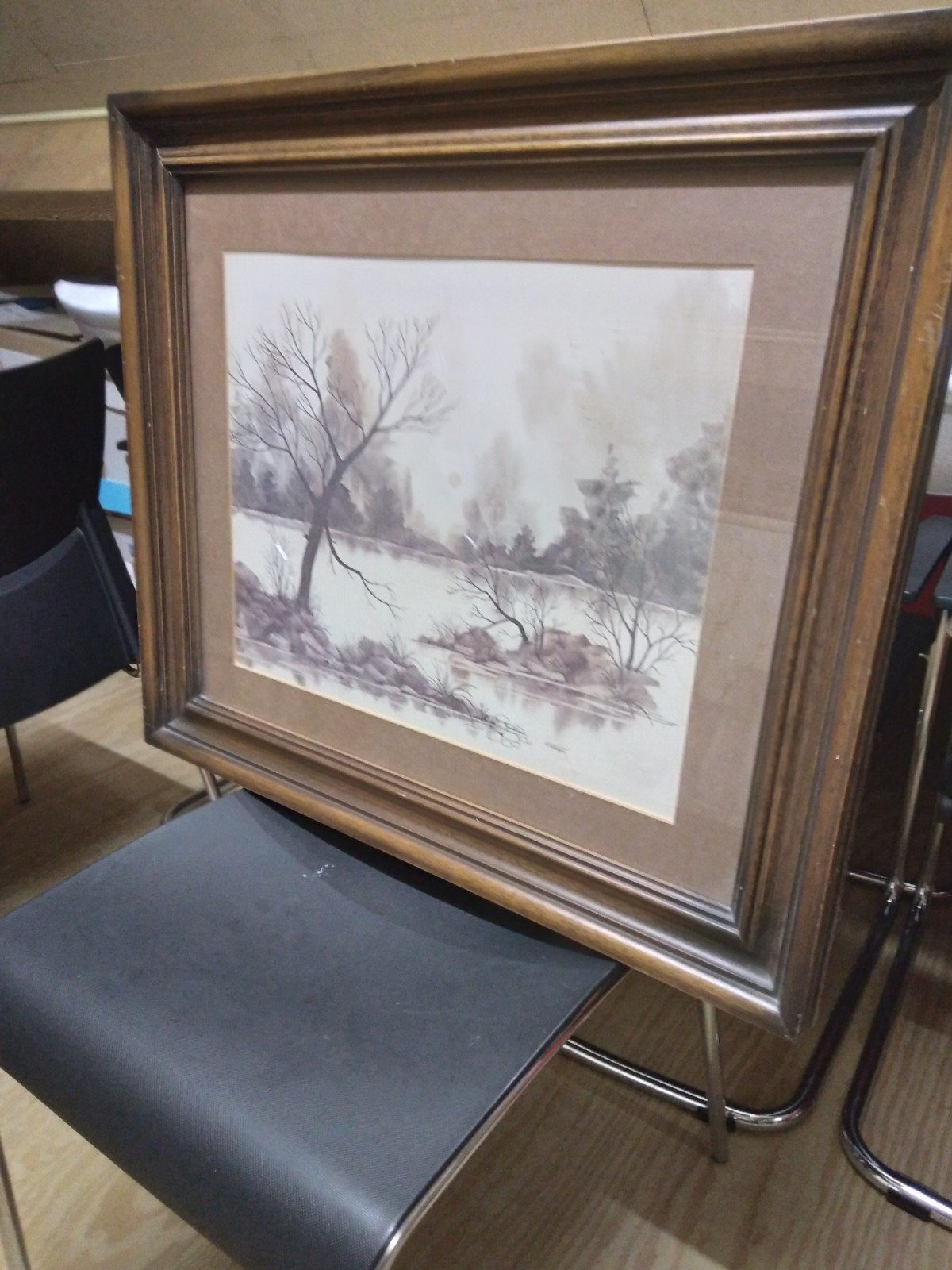 Leuk schilderij bruin, Overige stijlen, Landschap, Print, Ophalen