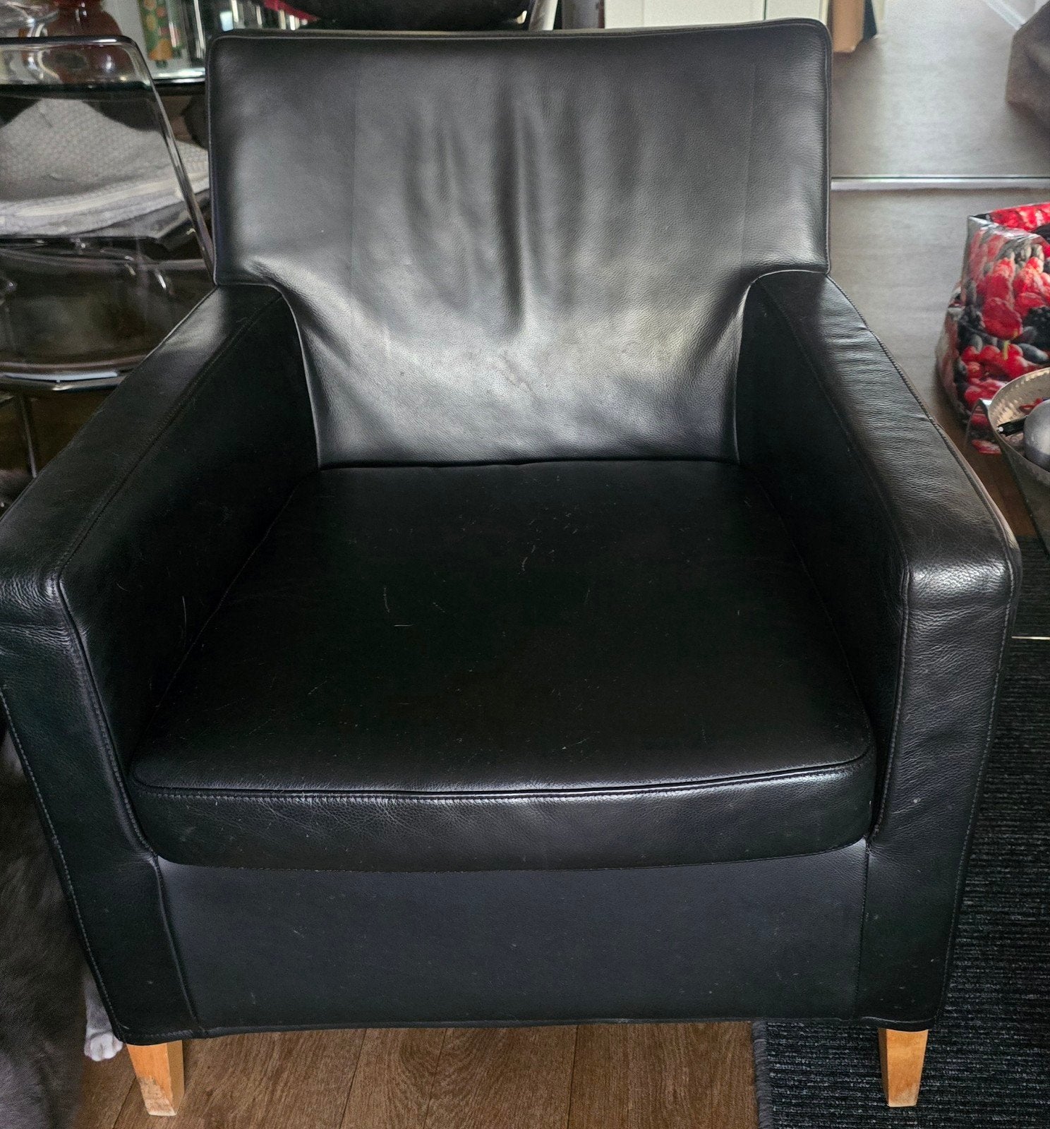 Leren Lady Chair - Comfortabele Zwarte Fauteuil, Ophalen, Gebruikt, Zwart, Leer