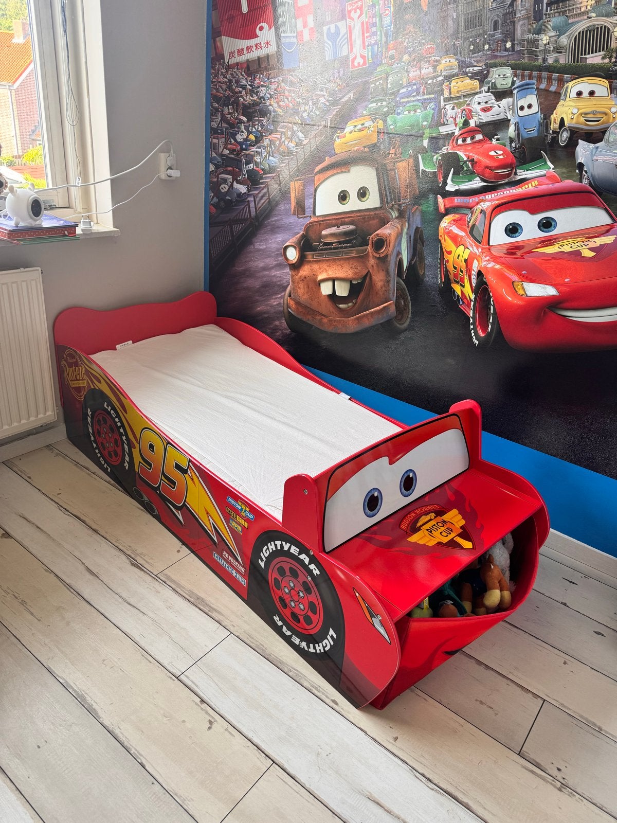 Cars Junior race Bed 70x140 - Bliksem McQueen, Ophalen, Gebruikt, 190 cm of minder, Rood