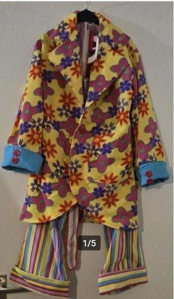 3 delig Flower Power, Disco jaren 70 kostuum mt 128, Kinderen en Baby's, Carnavalskleding en Verkleedspullen, Ophalen of Verzenden
