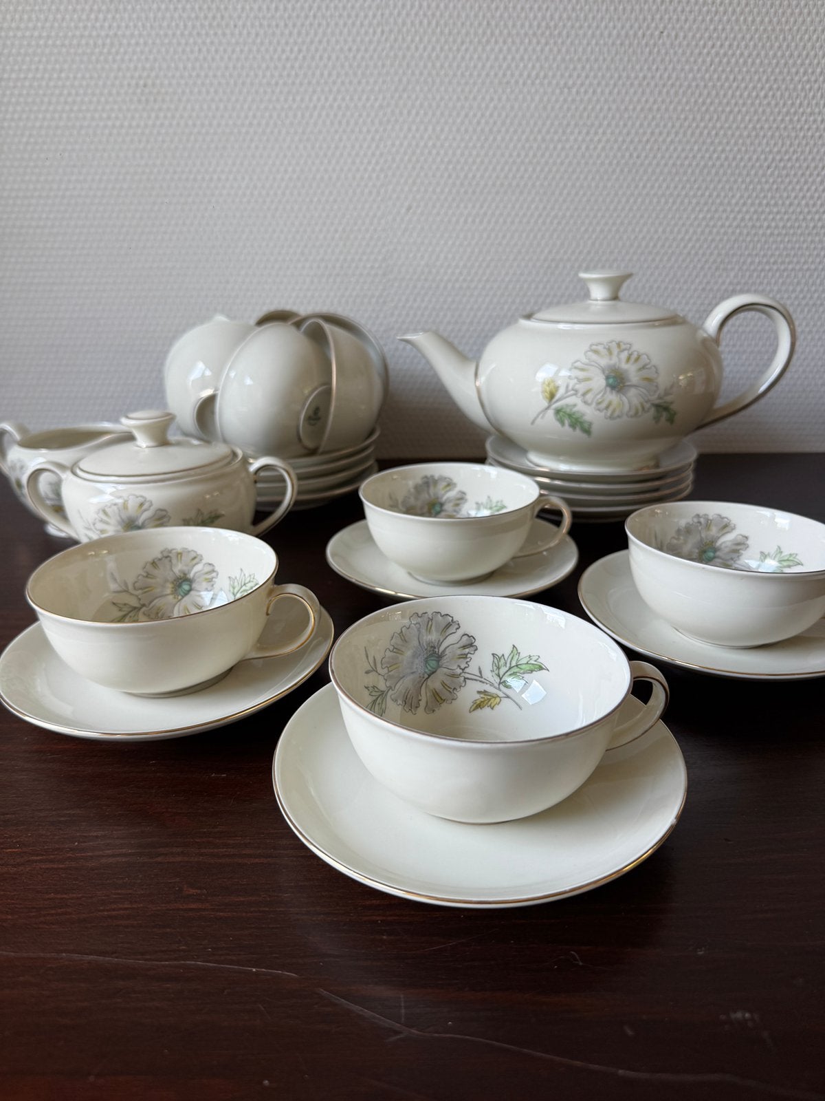 10 Persoons Vintage Duits Porsleinen Theeservies, Kopjes, Ophalen of Verzenden