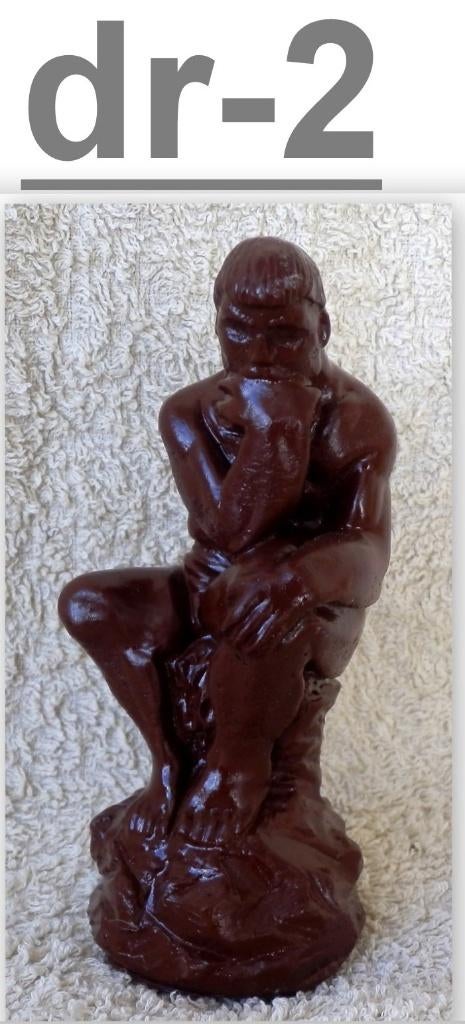 DR-2 Beeldje van Gips: De Denker van Rodin - Bruin, Ophalen of Verzenden, Zo goed als nieuw