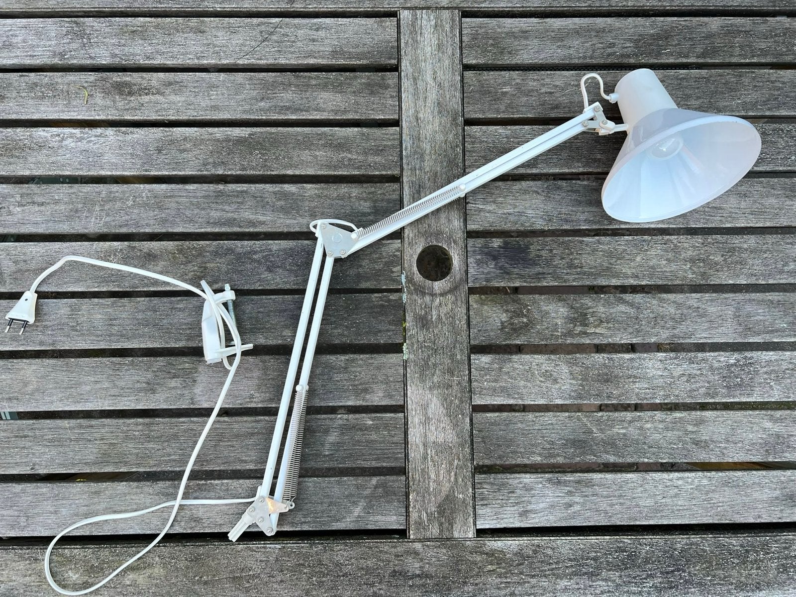 Witte vintage verstelbare bureaulamp met klem - Massive E27, Metaal, Wit, Overige merken, Gebruikt