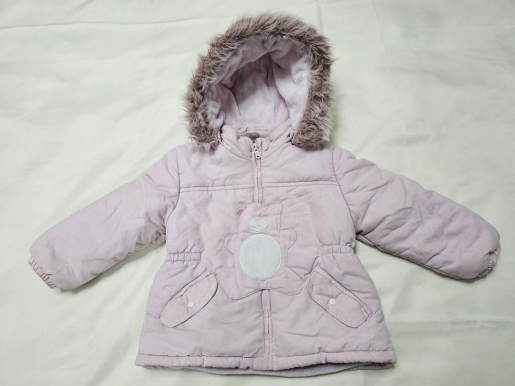 Licht paarsroze winterjas met muts voor meisjes – maat 92, Ophalen of Verzenden, Gebruikt, Meisje, Jas