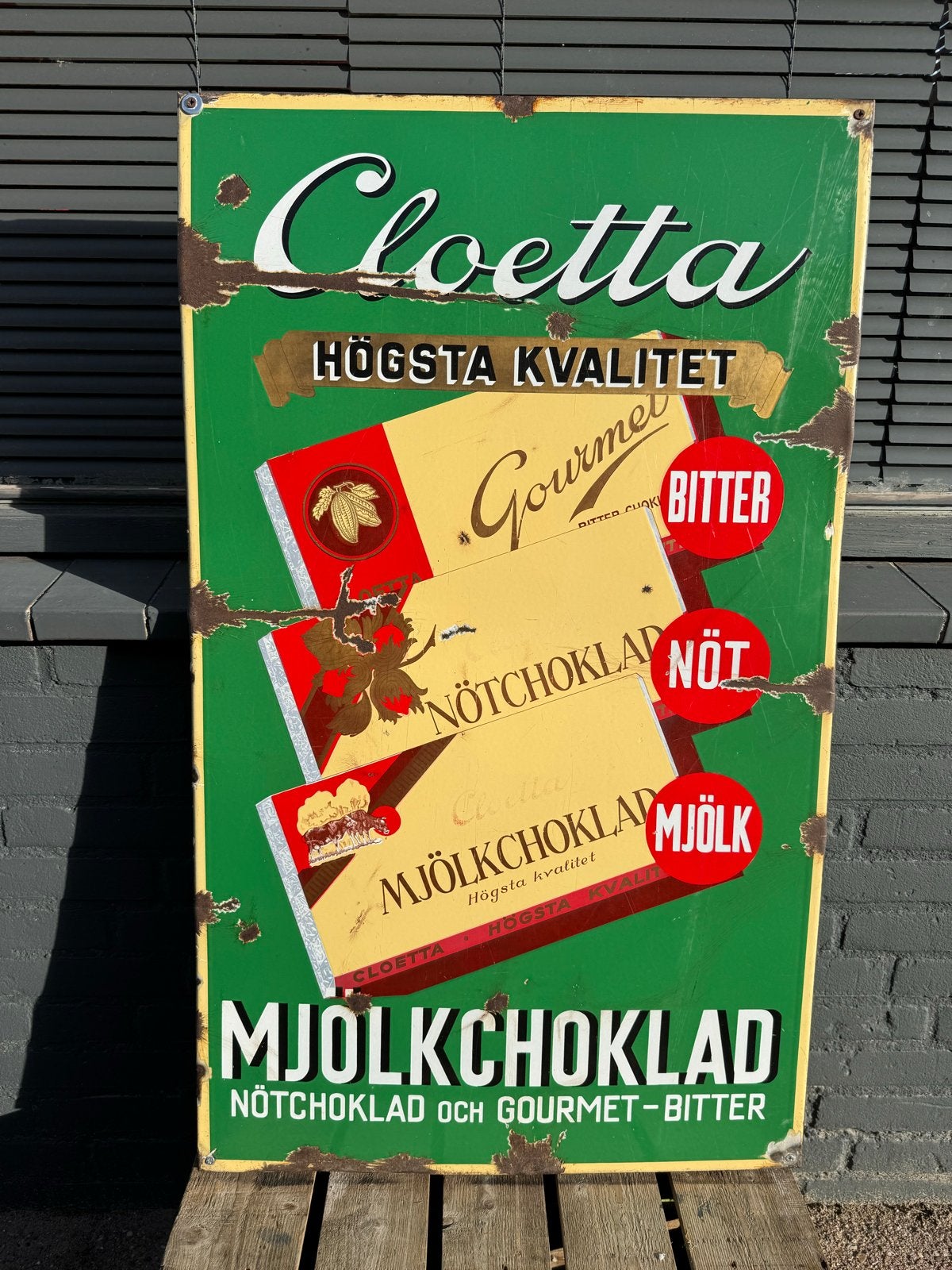 Vintage Cloetta Chocolade Reclamebord - Zweeds Emaille, Ophalen