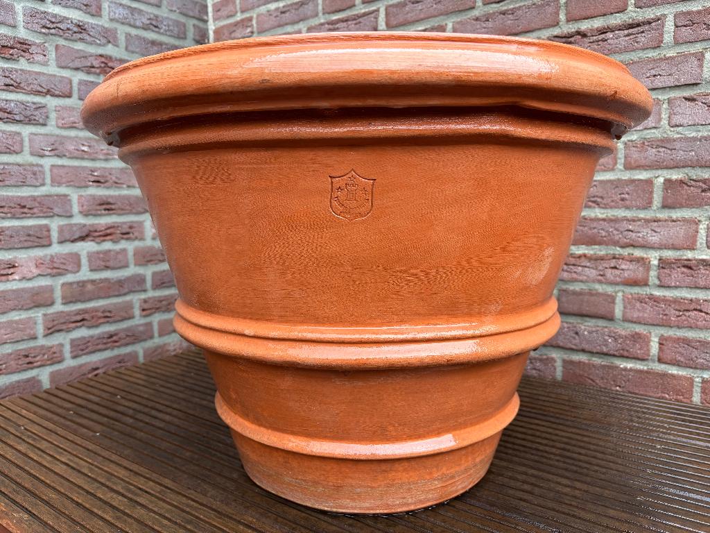 Magnifieke Extreem Exclusieve Impruneta Terracotta Bloempot, Ophalen, 40 cm of meer, Rond, Zo goed als nieuw